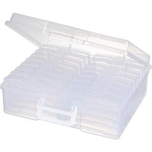 novelinks Transparent 4" x 6" Photo Organizers and Photo Storage Box with Handle, 16 Inner Photo Cases, Portable Picture Organizers & Photo Storage Containers (Clear)
