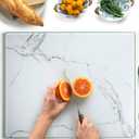 Kitchenville Glass Cutting Board 20x16: Tempered Glass Kitchen Counter Protector - Durable- Scratch-Resistant, Heat-Proof - Design 2 - White Marble Effect