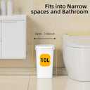 KSSKSS 3 Pack Bathroom Small Trash Can with Lid, 2.6 Gallon Slim Garbage Bin with Pop-Up Lid, 10L Plastic Wastebasket for Bedroom, Office, Kitchen, Toilet (White)