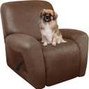ANARACHON Leather Look Oversize Recliner Chair Covers, Thick 4 Pieces Recliner Covers for Recliner Chair, Leather Cover for Recliner Slipcovers for Pets Kids(X-Large, Brown) (1 XL Seater)