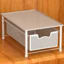 Simple Houseware Stackable Cabinet Basket Drawer Organizer, White (1-Tier)