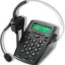 Benotek Call Center Headset Telephone with Noise Cancellation Headphone Microphone and Dialpad for House Call Center Office Home, Corded Landline Phone with Headsets, Black, 5001