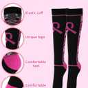 2 Pairs Breast Cancer Awareness Socks,Pink Ribbon Knee High Compression Socks for Softball Soccer Football Baseball (Small-Medium, Black)