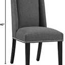 Modway MO- Baron Modern Tall Back Wood Upholstered Fabric, Dining Chair, Gray