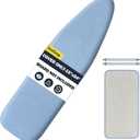 UniSimp Ironing Board Cover and Pad 15"x54" Extra Thick Natural Cotton, Scorch and Stain Resistant Padding, Standard Size Iron Board Cover with Fasteners Heavy Duty Elastic Edge, Heatproof Blue