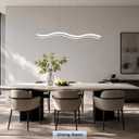 LED Modern Wave Pendant Light, Acrylic Linear Chandeliers Ceiling Mount Lighting Fixture for Kitchen Island, Dining Room, Living Room (Light Source: White), 98CM