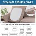 H.VERSAILTEX 4 Piece Stretch Sofa Covers for 3 Cushion Couch Covers for Living Room Slipcovers (Base Cover Plus 3 Seat Cushion Covers) Upgraded Thicker Jacquard Fabric (Sofa, Sand)
