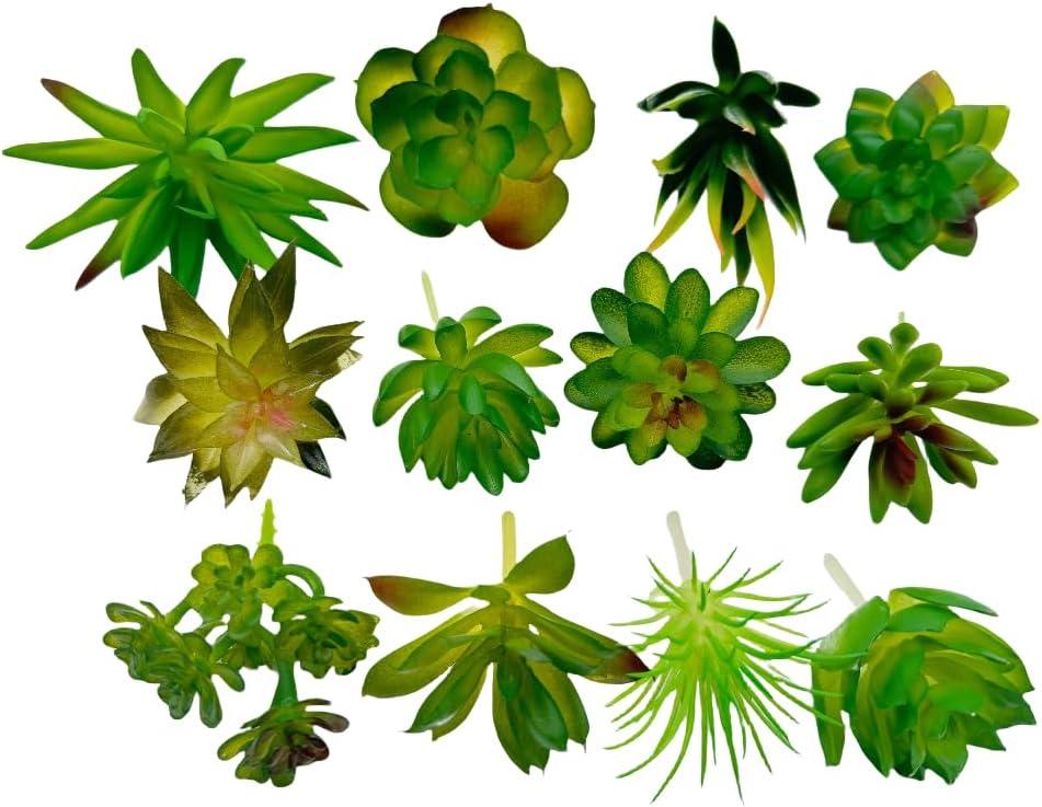 Fake Succulent Plant,Mini Artificial Succulents,Artificial Air Plants That Look Real,Plastic plant For Garden & Outdoor Home Dcor (12, Green)