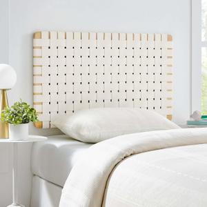 Modway Sparta Vegan Leather Weave Twin Headboard in Natural Beige, Faux Leather Twin Headboard Only with Wall Mount Design for Children's Bedroom, College Dorm, or Guest Room
