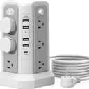 Surge Protector Power Strip Tower with PD18W USB C Port,10FT Extension Cord with 12 AC Mutiple Outlets 5 USB Charging Ports, PASSUS Power Tower Surge Protection for Home Office Dorm Room