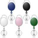 Uniclife 4 Pack Retractable Badge Reel for Badge Holder Heavy Duty Retractable Keychain Strong Colorful ABS Casing with Stainless Steel Spring Coil 24 Inch Nylon Rope Carabiner and Key Ring