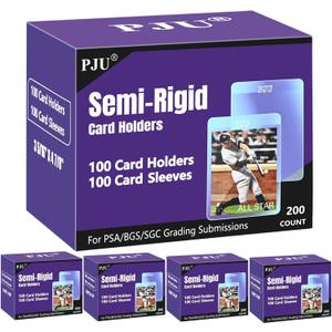 500ct Semi Rigid Card Holders & 500ct Card Sleeves for PSA, SGC, BGS, CSG Graded Card Submissions, Semi Rigid Baseball Cards Sleeves Protectors, PSA Graded Trading Cards Sleeve