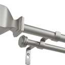 EXCLUSIVE HOME Napoleon Double Curtain Rod and Finial Set, Matte Silver, 36"-72"