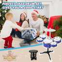 Toddler Drum Set Kids Jazz Drum Kit 8 Piece - Educational Percussion Musical Instruments Toy Playset Christmas Birthday Gift for Boys Girls, Blue