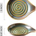 LAUCHUH Spoon Rest for Kitchen Counter,5" Spoon Holder for Kitchen Counter Stove Top Ceramic Spatula Holder for Mother's Day, Ladle, Spatula, Spoons or Tongs, Unique Green