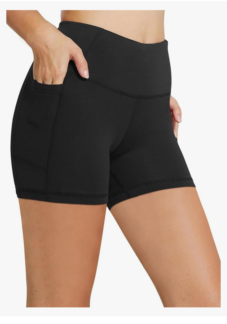 baleaf Women's 8"/ 5"/ 3" Biker Shorts High Waist Yoga Workout Gym Running Volleyball Spandex Shorts with Pockets, M, Black