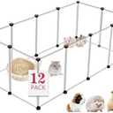 VISCOO 12 Panels Transparent Small Animals Playpen,48" x 24" x 16" Portable Pet Playpen,Plastic Enclosure,Puppy Play Pen for Indoors Outdoor Pet Fence for Guinea Pigs,Bunny,Ferrets,Hamsters,Hedgehogs