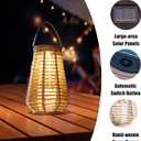 2 Pack Solar Lanterns Outdoor Waterproof, Vase-Shaped Solar Lantern with Handle, Hand-Wound Rope Outdoor Lantern Dusk to Dawn 6-8Hr, Hanging & Tabletop Decor for Garden/Patio