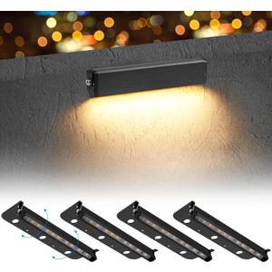 Black 4-Pack 7inch 3W 2700K Soft White Hardscpe Lighting | 12V AC/DC Retaining Wall Lights,Low Voltage Landscape Lighting,Hardscape Paver Light,Outdoor Step Lights