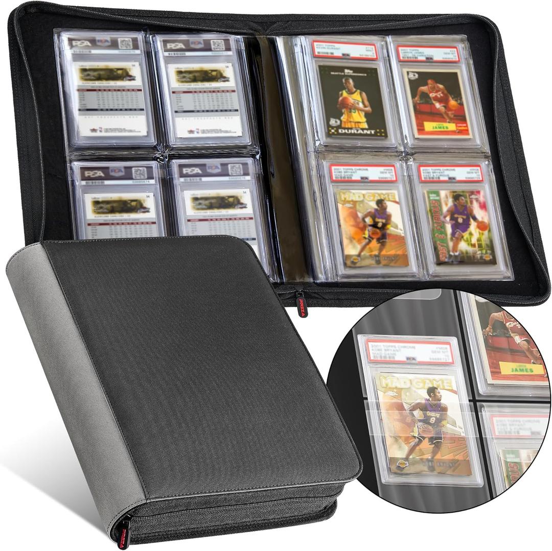 PREZA The Original Slab Binder - Graded Card Storage Binder - Holds 32 Graded Slabs - Premium Trading Card Album compatible with PSA, BGS, and SGC (Black)