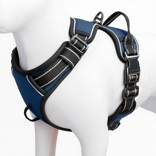 No Pull Dog Harness, No Chock Reflective Adjustable Soft Padded Pet Vest with Easy Control Handle, Easy Wearing with Stylish, Reinforced Knot, 2 Buckles Size XS