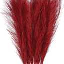 uxcell 6Pcs Faux Pampas Grass Small 45cm/17.7" Fake Fluffy Pampas Grass 7 Branches Artificial Vase Filler for Home Office Vase Wedding Decoration Red
