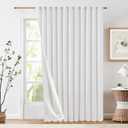 jinchan Extra Wide Sliding Door Curtain 84 Inch Length with Privacy Lining White Linen Lined Curtains for Patio Door Living Room Bedroom Home Office Light Filtering Drapes 100 Inches Wide 1 Panel