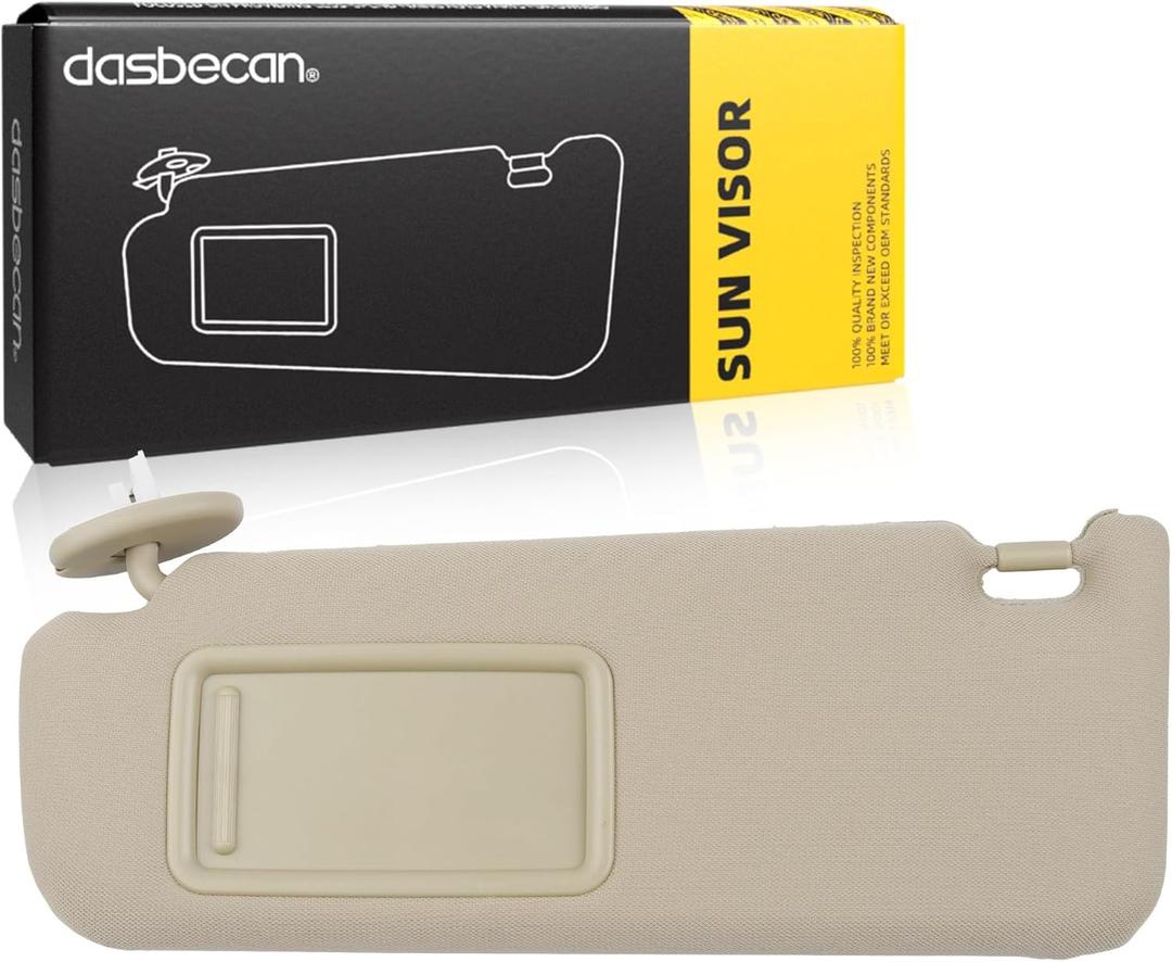Dasbecan Left Driver Side Sun Visor with Light Compatible with Toyota Camry 2012-2017 Beige Replaces 74320-06610-B1 74320-06610-B2 74320-06611-B2 74320-33F40-B0