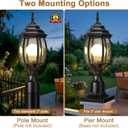 Redluck Outdoor Post Lights, 17.37" Hardwired Dusk to Dawn Lamp Post Light Fixture, Black Aluminium Waterproof Lamp Posts Outdoor Lighting, Outdoor Pole Lights for Yard, Patio, Pathway, Garden