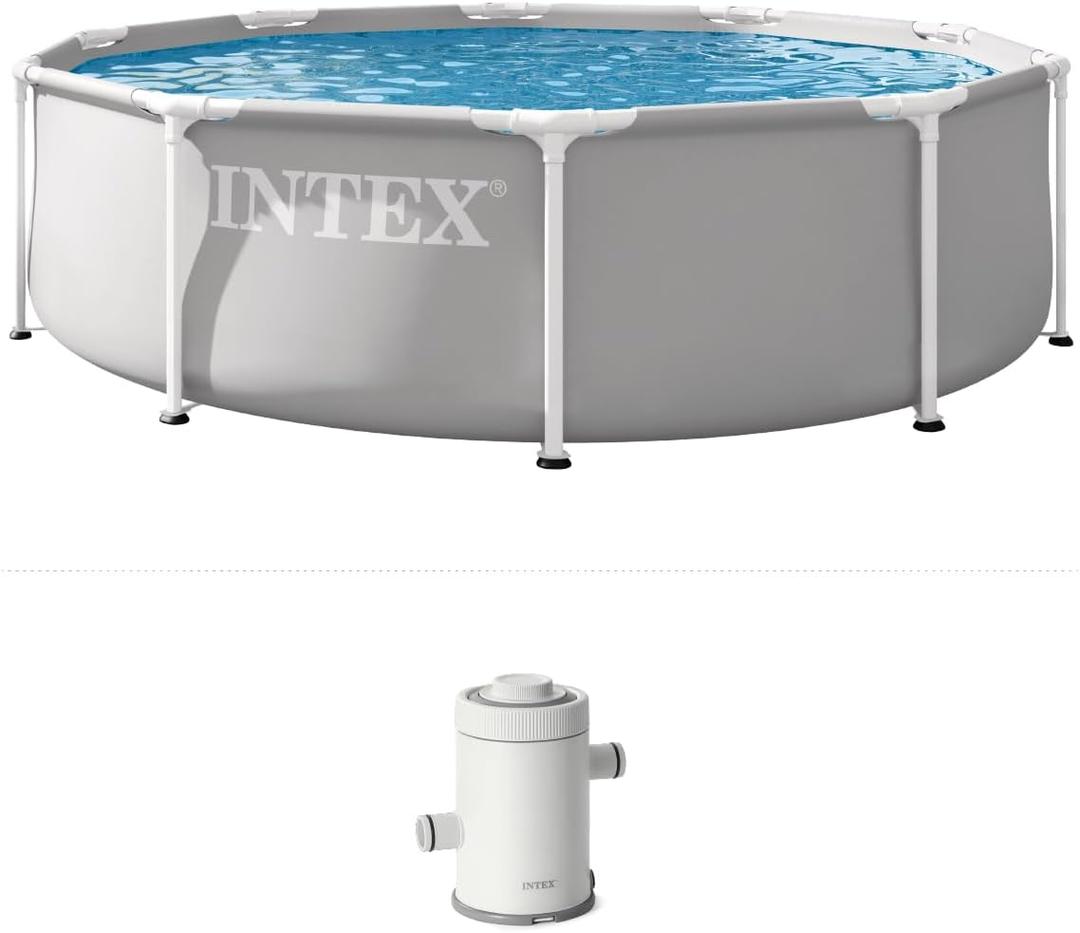 INTEX 26701EP 10Ft X 30In Prism Frame Premium Above Ground Swimming Pool Set with Filter Pump
