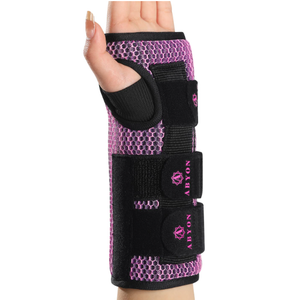 ABYON Carpal Tunnel Wrist Brace Night Support – Wrist Splint for Pain Relief, Tendonitis, Arthritis, Sprains – Lightweight, Breathable Padded Hand Brace for Men & Women, Left Hand (Small,Black/Pink)