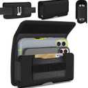 CoverON Dual Cellphone Holster Pouch for Apple iPhone 16 Pro max 16+ Plus/15+ 15 Pro Max/ 14 13 12 11 Plus Pro Max, Fit 2X Cell Phone Case Belt Clip Carrying Nylon Pouch (Fits Otterbox or Any Case)
