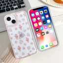 Skyseaco for iPhone 15 Case Glitter, Cute Clear Flower Floral Pattern for Women Girls, Bling Sparkly Double-Sided Rhinestones, Soft Shockproof Protective Cover, Black