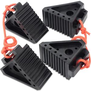 OULEME Premium Rubber Wheel Chocks with Carry Handles, Solid RV Tire Chocks for Camper, Travel Trailer, Trucks or ATV, Stable and Durable, 8.5" x 4" x 6" (4-Pack) Black