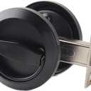 Dixiao Stainless Steel Black Round Recessed Door Lock, Hidden Install Cup Door Knob Lock, Recessed Door Handles, Flat Door Pulls Latch Knob, Pocket Door Handle Without Keys
