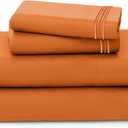 REDKEY Twin Size Bed Sheets Set 3 Piece Set Soft Breathable Bedding Sheets & Pillowcases Sets Deep Pocket Twin Bed Sheets Wrinkle Resistant - Easy Care (Twin,Persimmon)