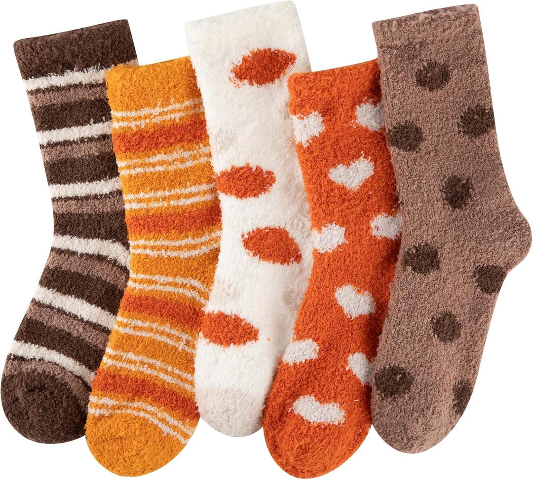 Comfoex 5 Pairs Kids Fuzzy Socks Cozy Fun Fluffy Girls Socks Best Winter Warm Gift Comfy Home For boys girls 4-14 years olds