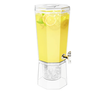 Lifewit 1 Gallon Drink Dispensers for Parties 1 Pcs, 4L Plastic Beverage Containers with Stand for Juice/Tea/Soda/Water, Clear Ice Lemonade Dispensers with Lid & Leak-proof Spigot