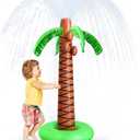 62" Inflatable Palm Tree Sprinkler, Summer Water Spray Toy with Stable Base  Outdoor Play for Backyard, Pool, Beach & Tropical Party Decorations
