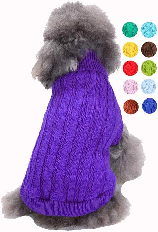 Dog Sweater, Warm Pet Sweater, Dog Sweaters for Small Dogs Medium Dogs Large Dogs, Cute Knitted Classic Cat Sweater Dog Clothes Coat for Girls Boys Dog Puppy Cat (Small, Purple)