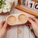 GORGECRAFT Wooden Salt and Pepper Mill Tray Acacia Wood Tray Peper Mill Holder Mills & Shakers Salt & Pepper Grinder Rest for 2 Mills Accessories Kitchen Storage Holder Home Decor Crafts, Wheat