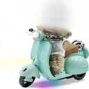 Mini Electric Doll Scooter Vehicles Toy Available Funny Doll Accessory with Music & Lights Could Rotate 360 Cute Plastic Scooter Toy Ornaments(Battery Not Included) (Blue)