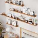 Axeman Cherry Picture Ledge Shelf, 36 Inch Floating Shelves Set of 2, Solid Wood Wall Shelves with Lip, Wall Decor Storage for Bedroom Living Room Bathroom Kitchen Nursery Photo, Natural Cherry