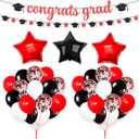 2 x KatchOn, Red and Black Grad Decoration 2025 set - Pack of 37 | Congrats Grad Banner for 2025 Graduation Party Decorations | Graduation Decorations 2025 Red