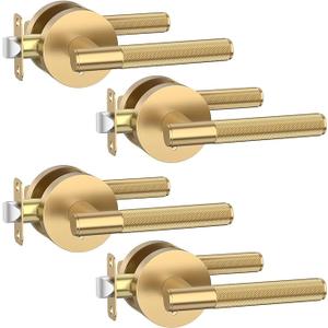 Asidrama 4 Pack Champagne Bronze Privacy Door Handles, Door Lever with Door Knobs Indoor for Bedroom or Bathroom, Heavy Duty Door Handles Interior with Locks for Left Right Sided Doors