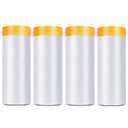 Painters Plastic With Tape, Pre-Taped Masking Film, 4 Rolls Automotive Best Tape and Drape, Paint Adhesive Protective Film Roll for Covering Skirting, Frames, Cars and Auto Body (5 X 65-Feet)