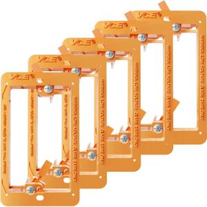 VCE Low Voltage Mounting Bracket Single Gang Wall Plate, Flush Low Voltage Box for Network, HDMI, Coaxial, Speaker, Telephone Cables, Orange, 5 Pack