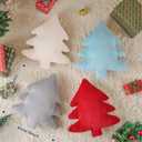 Lanpn Christmas Tree Pillows Set of 2, Christmas Decoration Narrow Stripes Winter Throw Pillow Soft Cute 3D Shaped Xmas Tree Throw Cushion for Sofa Bedroom Xmas Decor (18x16 inch, Grey)