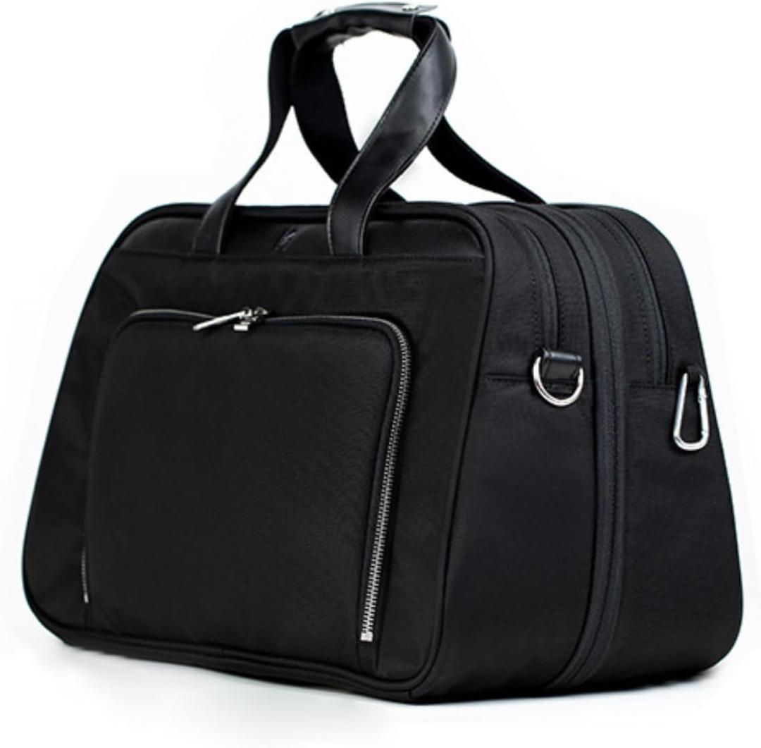 Nomad Lane The Bento Bag Classic Carry-On Luggage Duffel Bag, Durable & Lightweight Suitcase. Personal Item Weekender Overnight Travel Bag for Men & Women, Jet Set Black & Silver