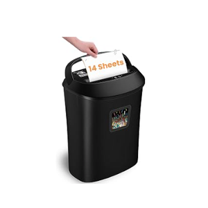 VidaTeco Paper Shredder 14-Sheet Cross-Cut Shredder with US Patented Cutter,Also Shreds Card/CD,Heavy Duty Paper Shredding Machine for Home Office,Fast with Jam Proof System,6.6-Gallon Basket (ETL)